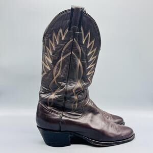 Sanders Boots Mens 9 Brown Leather Mid Calf Western Cowboy Stitching Pointed Toe